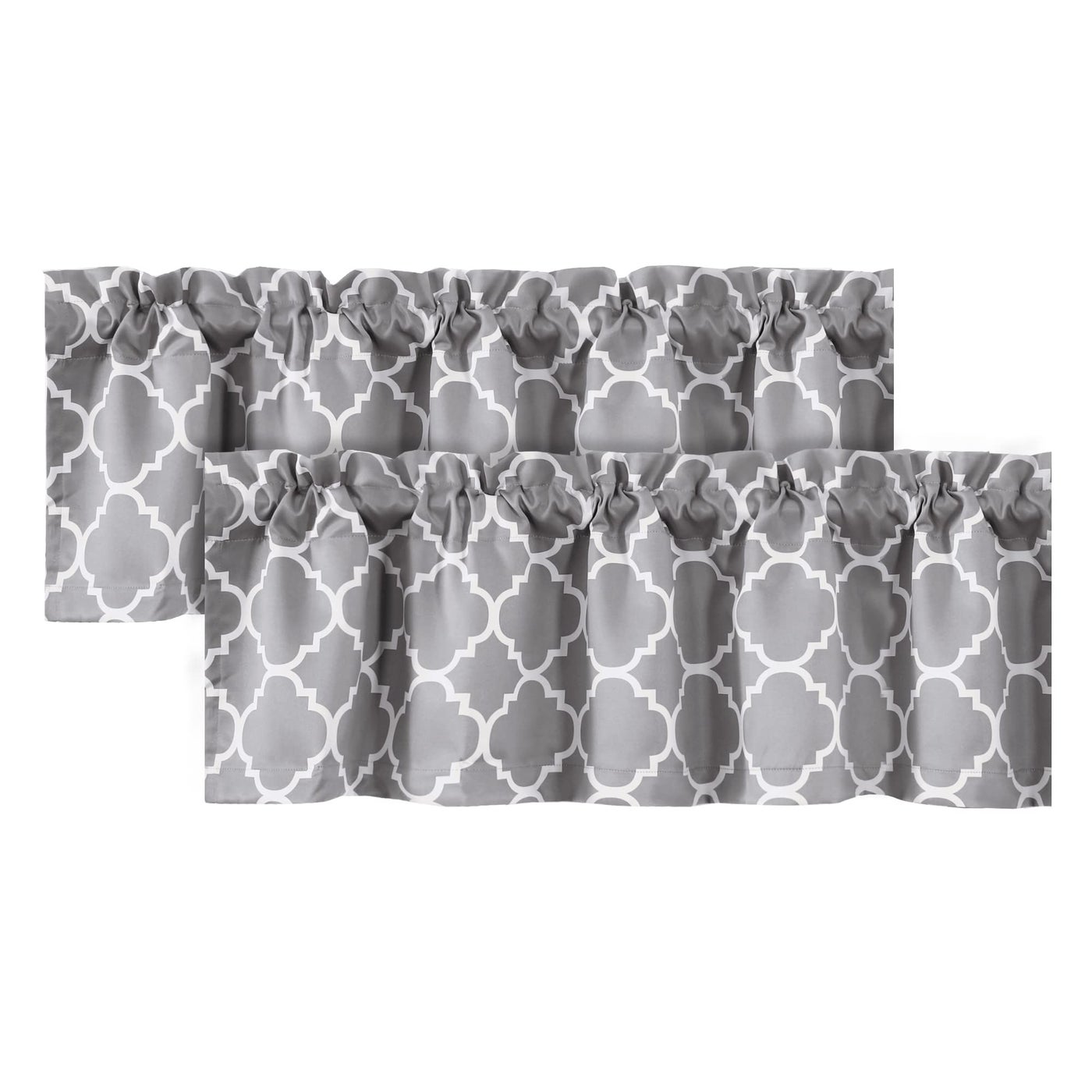 H.VERSAILTEX Blackout Curtain Valances for Kitchen/Bathroom - Thermal Insulated Window Valances for Living Room/Bedroom Rod Pocket Short Curtains (2 Panels) Dove and White, 52x18 inch